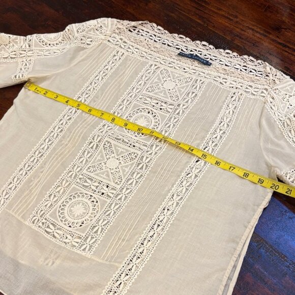 Vintage Ralph Lauren Ivory Bateau Neck Lace Top size 10 - Picture 12 of 13